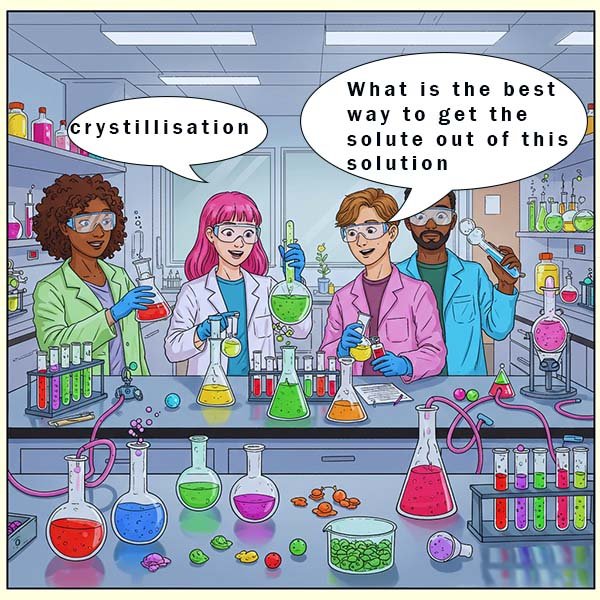 Students carrying out a crystillation experiment
